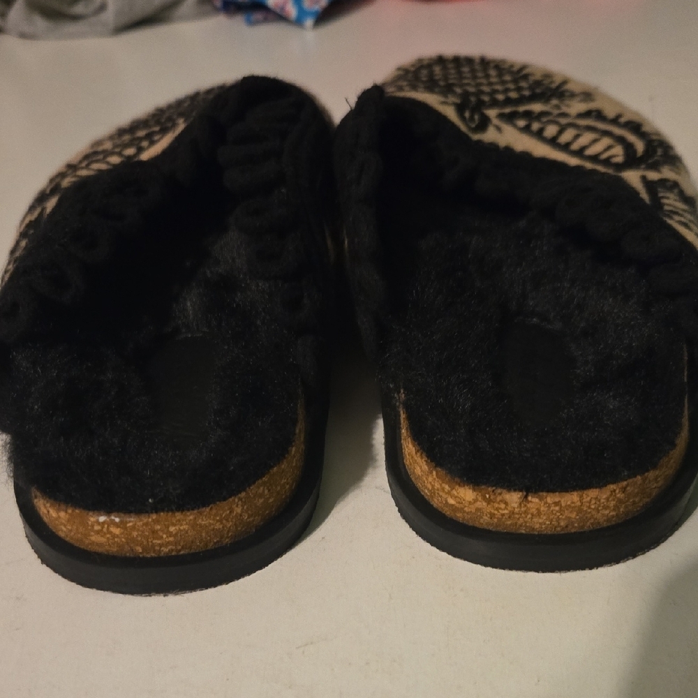 Free People Black and Tan Embroidered Slippers - Picture 6 of 6